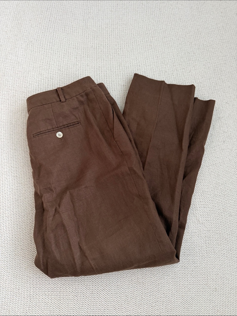Ralph Lauren 100% Linen Trousers Brown Size 10